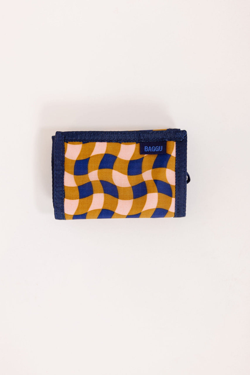 Baggu Nylon Wallet Wavy Gingham Peach