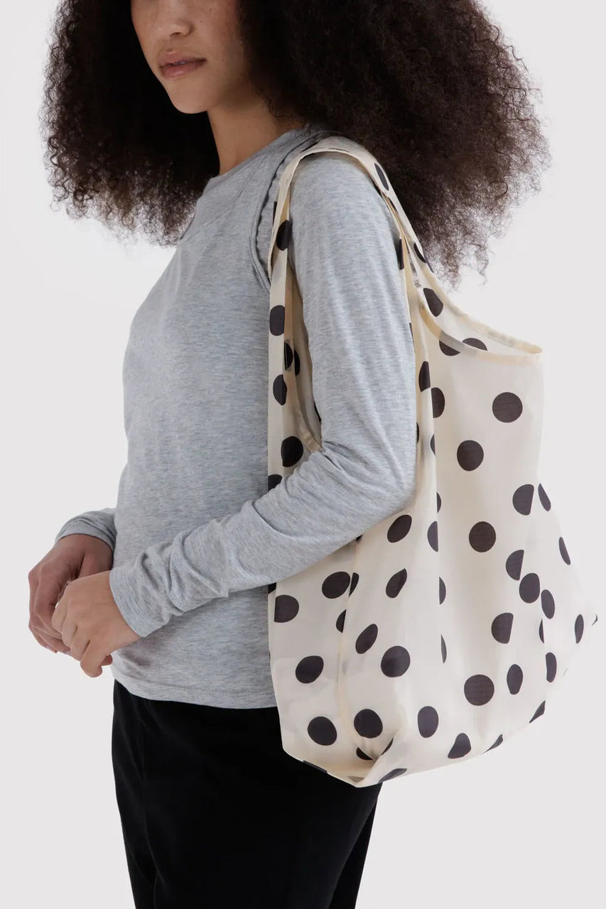 Baggu Standard Reusable Bag Cream and Black Polka Dot
