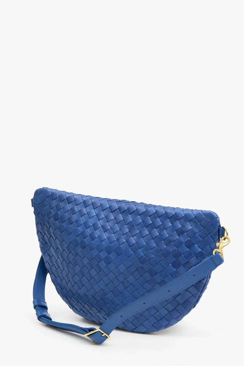 Clare V. Grande Fanny Diagonal Woven Checker in French Blue