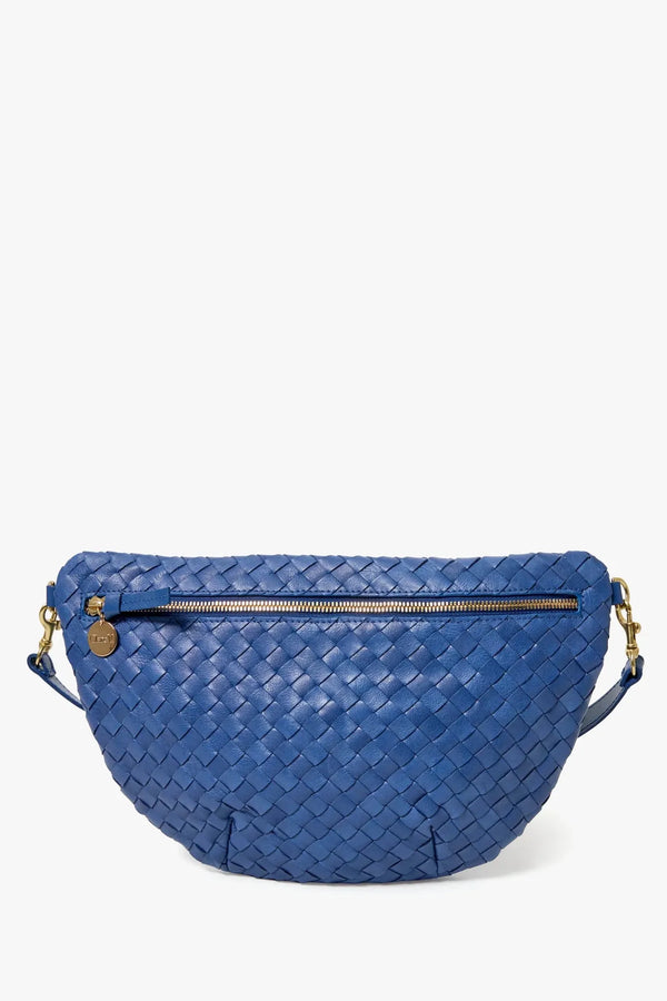 Clare V. Grande Fanny Diagonal Woven Checker in French Blue