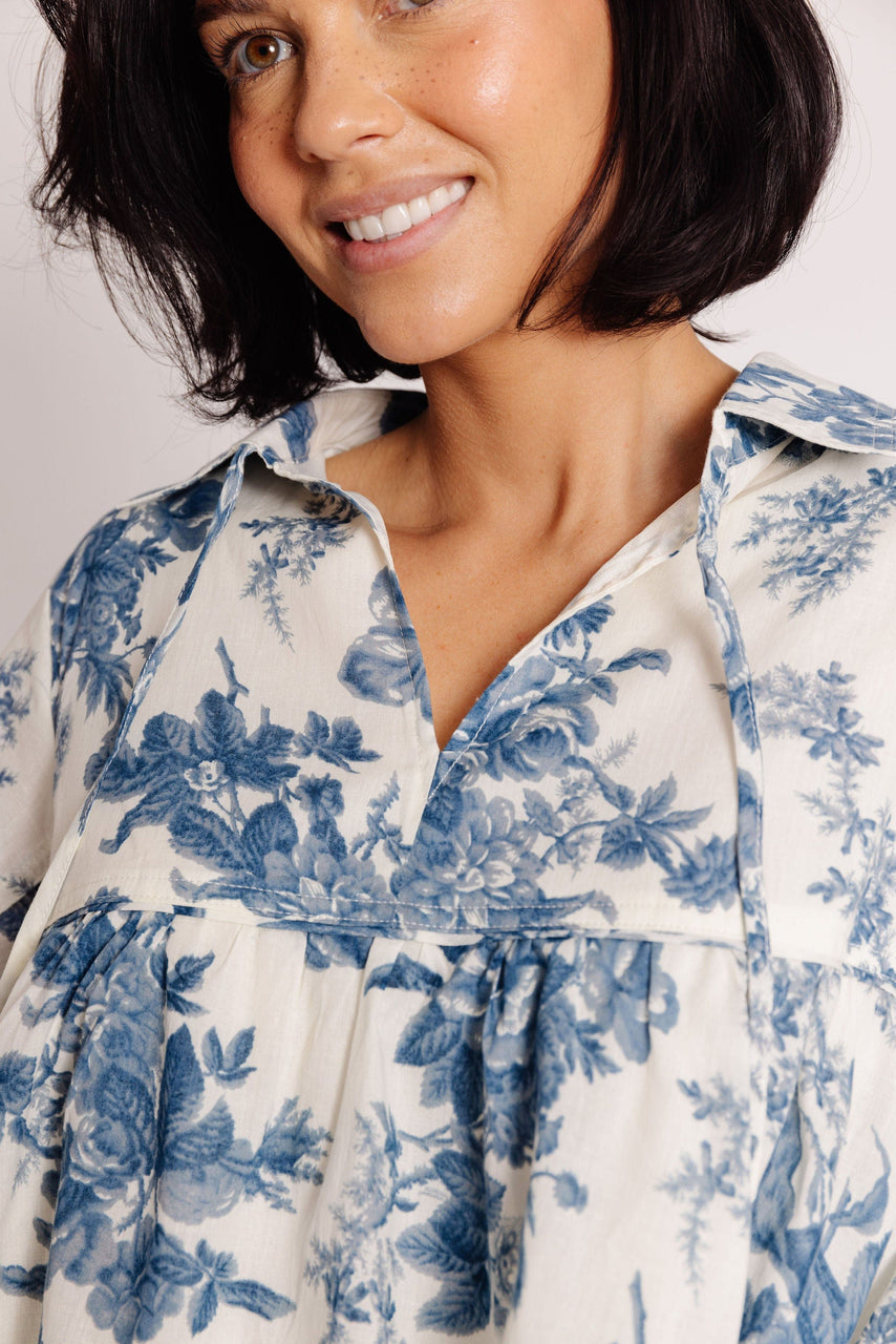 Brant Blouse in Indigo Floral