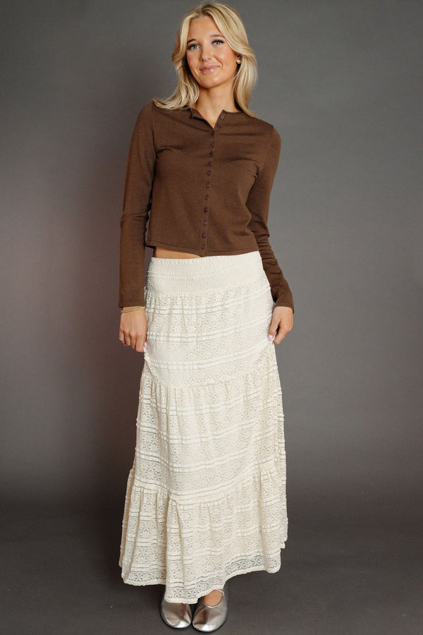 Bouvier Lace Maxi Skirt in Natural