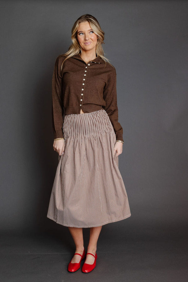 Cole Pintuck Skirt in Brown