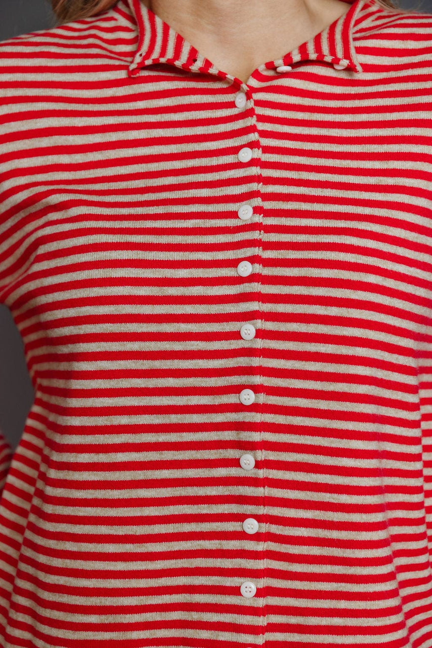 Elisa Cardigan In Red/Beige