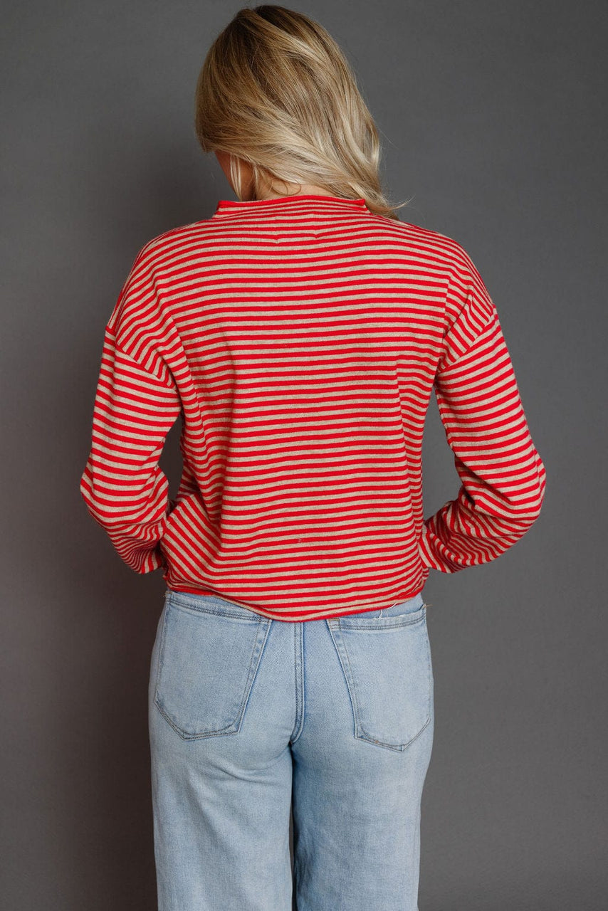 Elisa Cardigan In Red/Beige