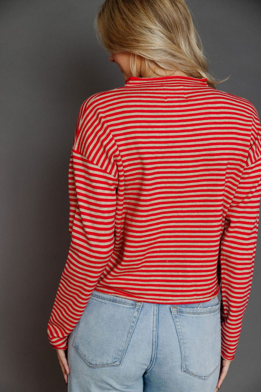 Elisa Cardigan In Red/Beige