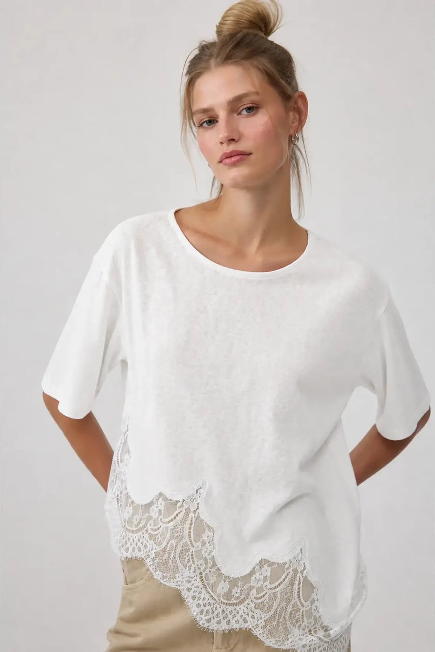 Carsyn Lace Tee in White