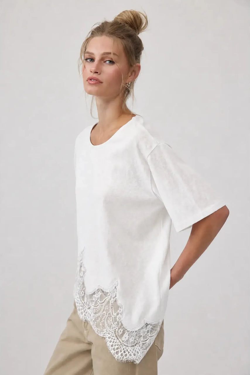 Carsyn Lace Tee in White