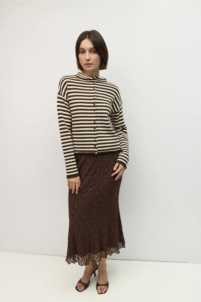 Cecelia Cardigan in Brown-Cream