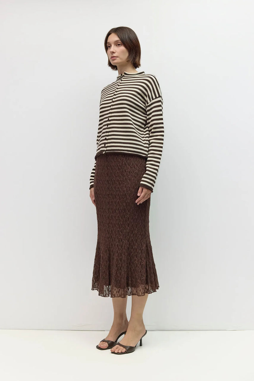 Cecelia Cardigan in Brown-Cream