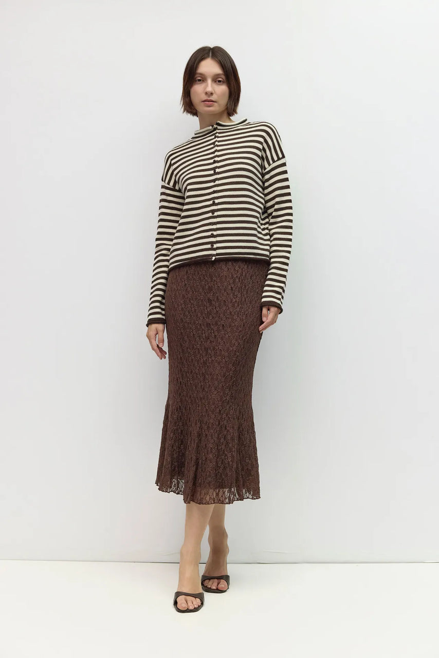 Cecelia Cardigan in Brown-Cream