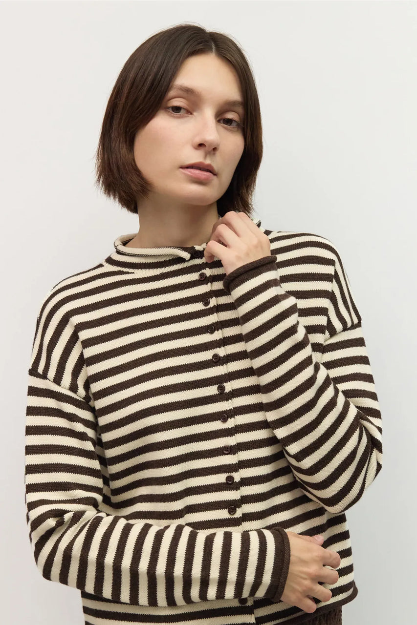 Cecelia Cardigan in Brown-Cream