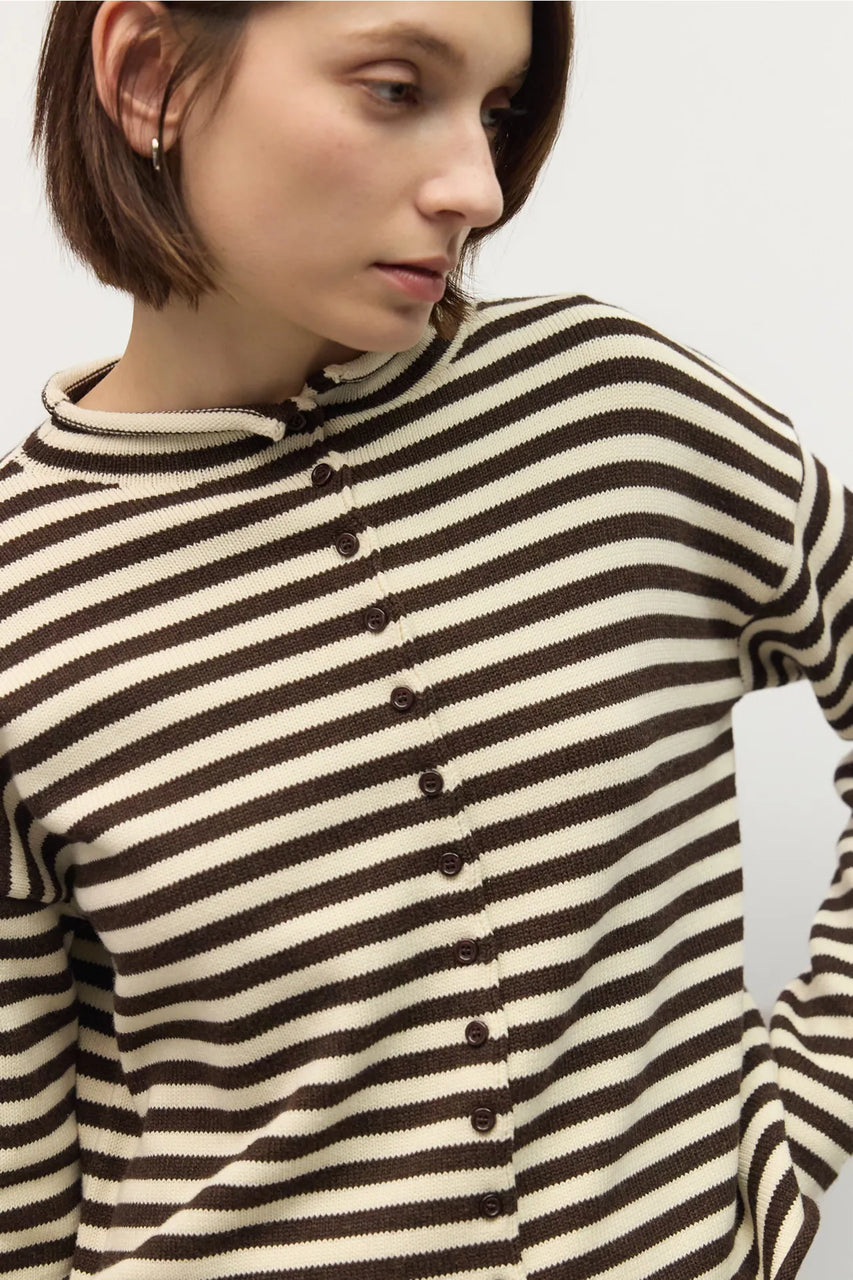 Cecelia Cardigan in Brown-Cream
