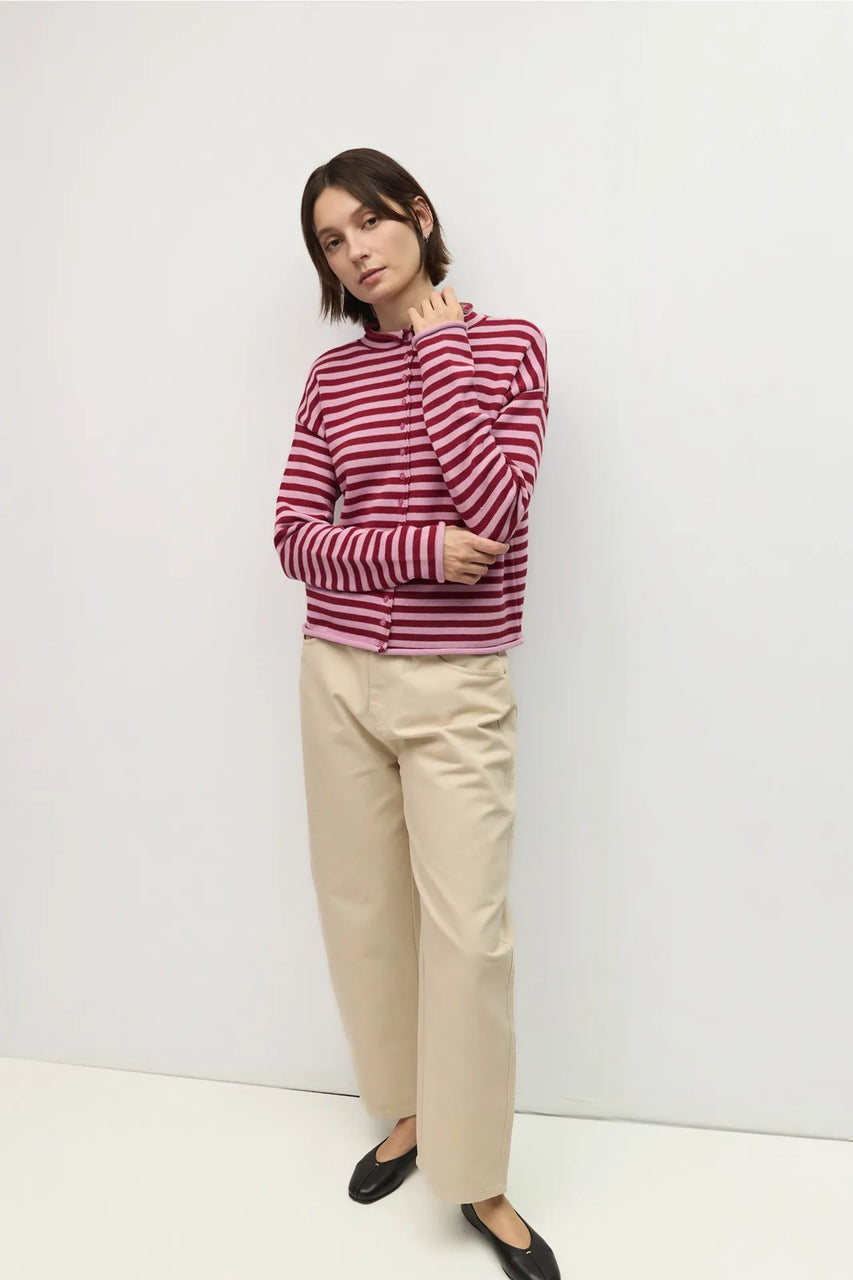 Cecelia Cardigan in Lilac-Burgundy