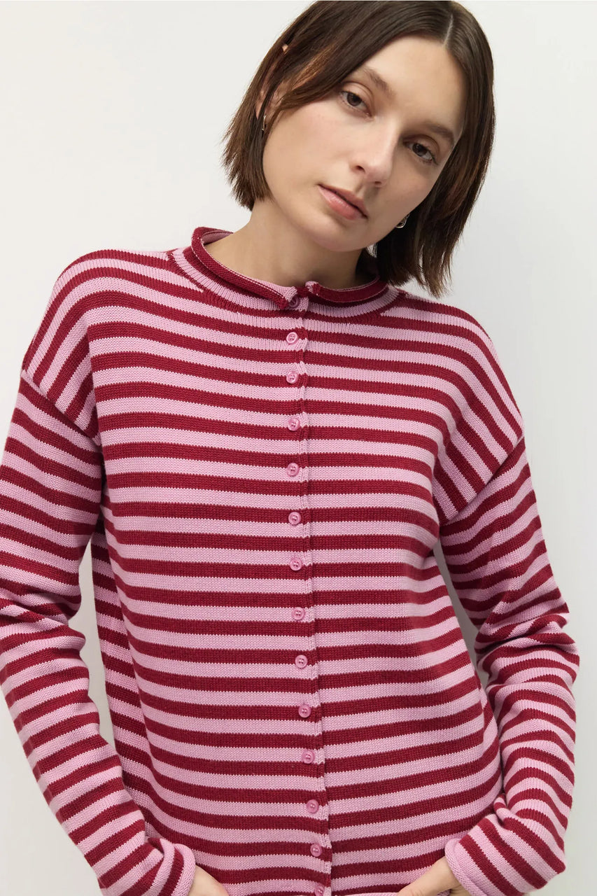 Cecelia Cardigan in Lilac-Burgundy