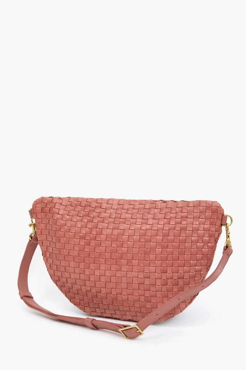 Clare V. Grande Fanny Woven Checker in Rose Clay