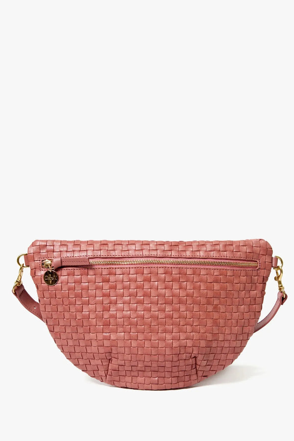 Clare V. Grande Fanny Woven Checker in Rose Clay