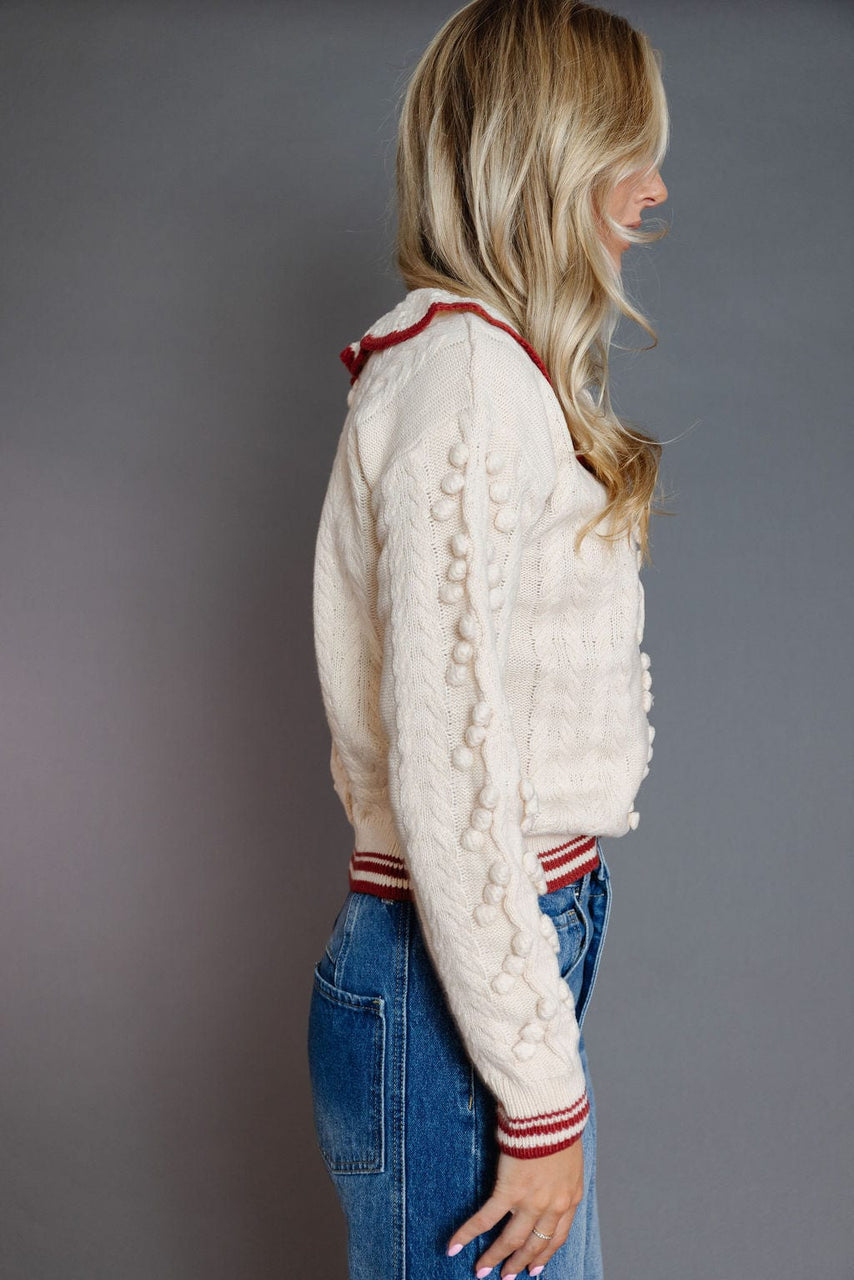 Bar Harbor Sweater in Ecru/Brick