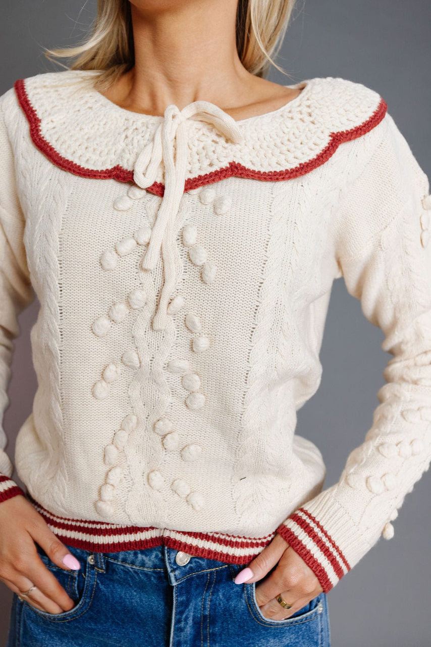 Bar Harbor Sweater in Ecru/Brick