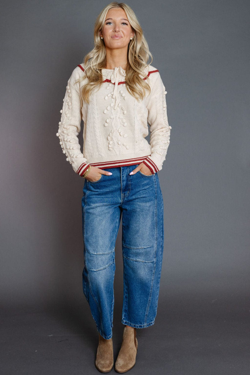 Bar Harbor Sweater in Ecru/Brick