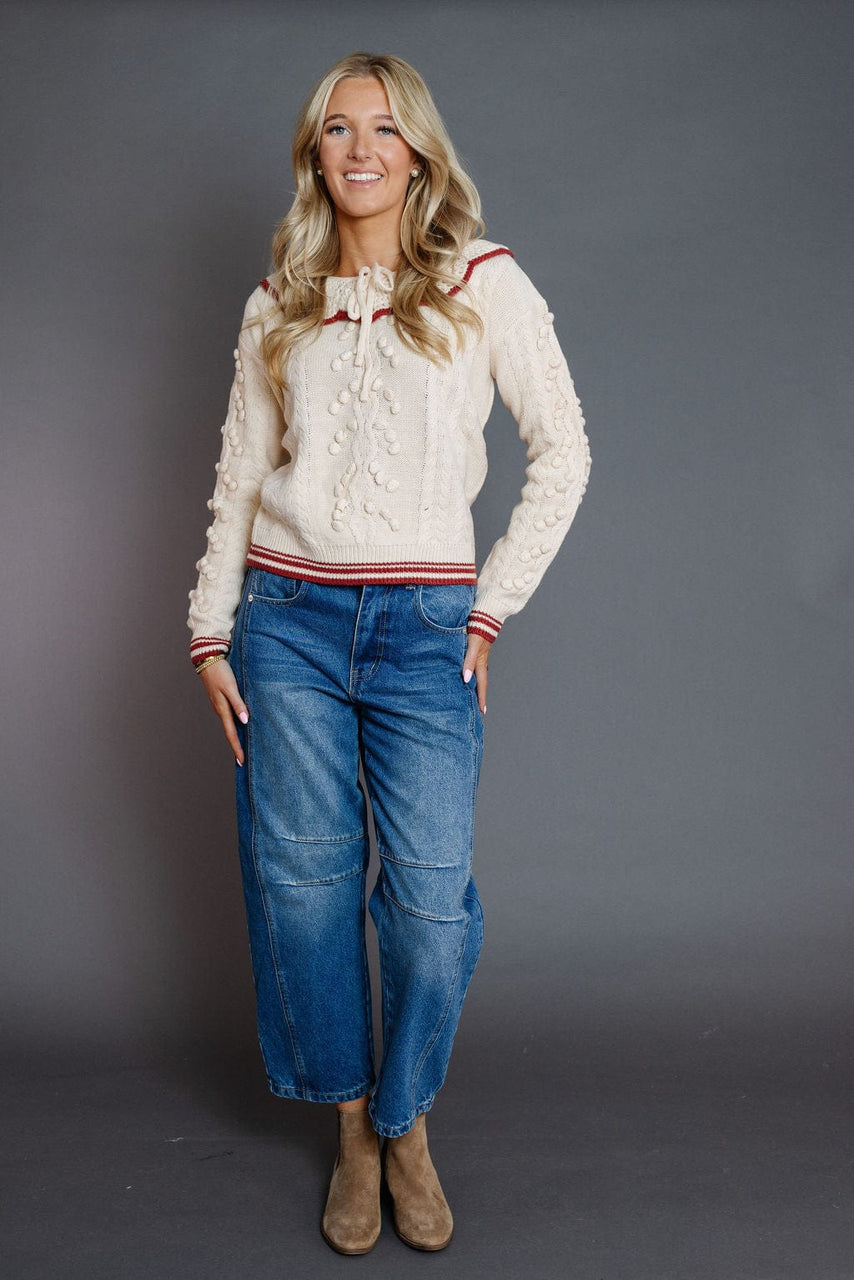 Bar Harbor Sweater in Ecru/Brick