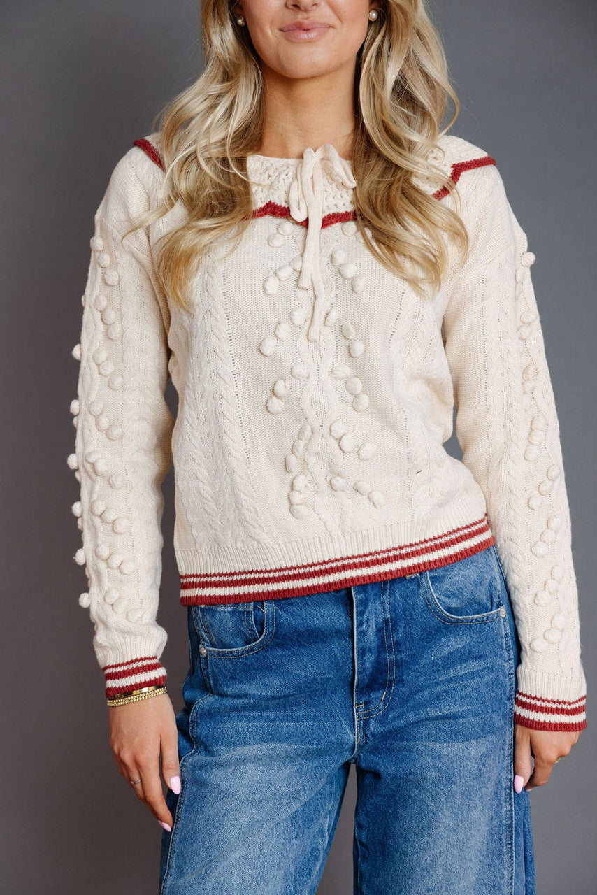 Bar Harbor Sweater in Ecru/Brick