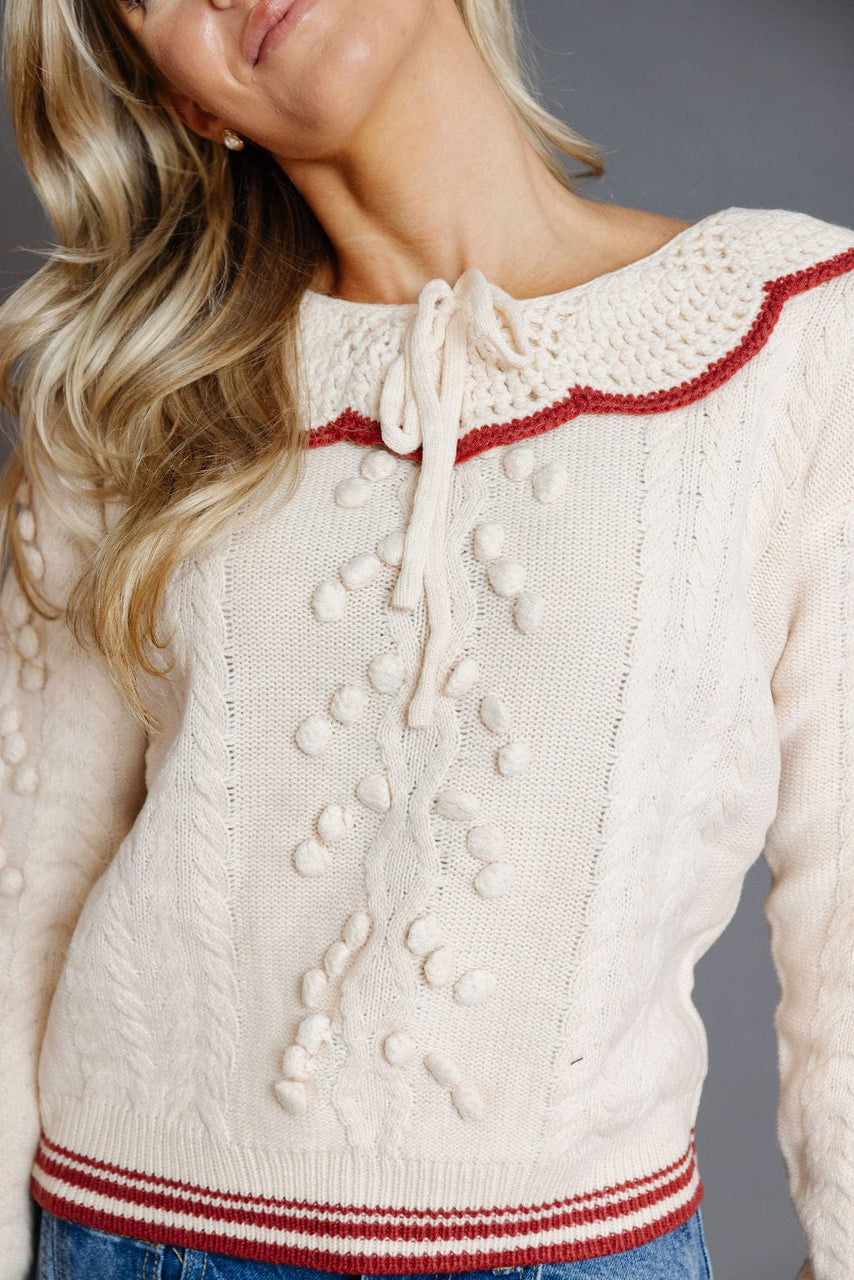 Bar Harbor Sweater in Ecru/Brick