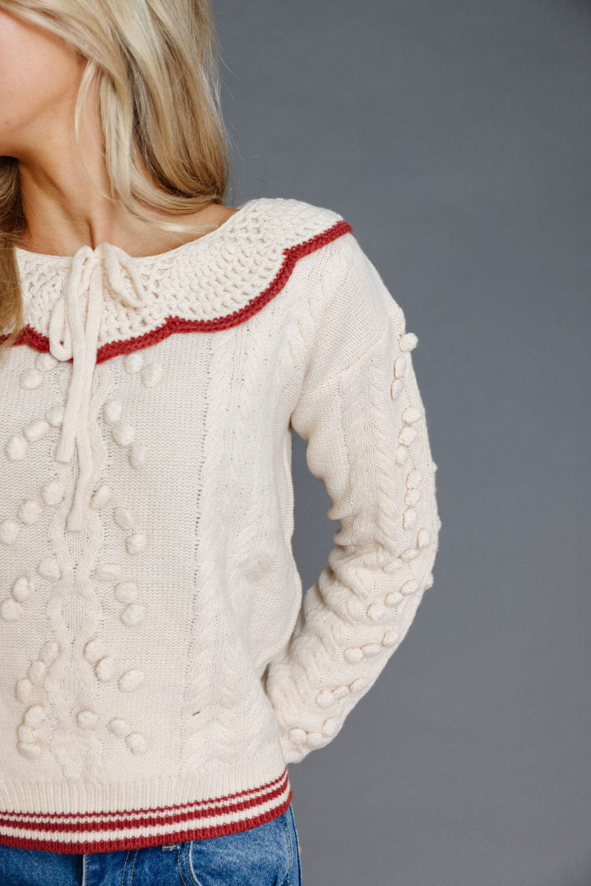 Bar Harbor Sweater in Ecru/Brick