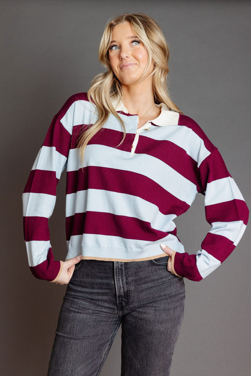 Carolyn Tee in Burgendy/Blue