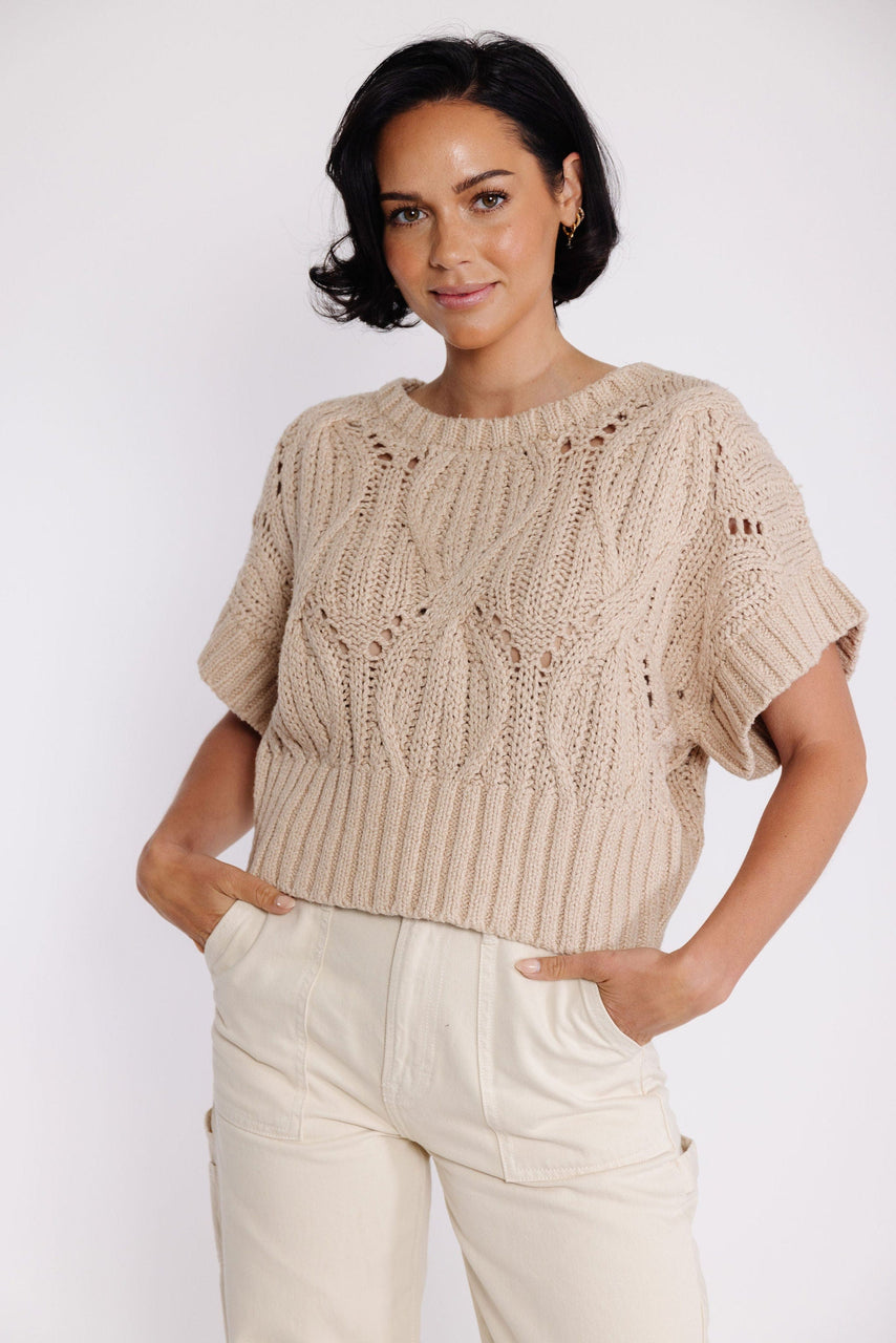 Emmylou Sweater Vest in Taupe