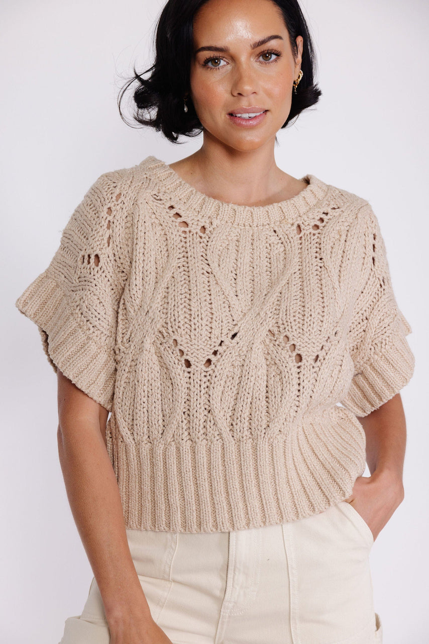 Emmylou Sweater Vest in Taupe