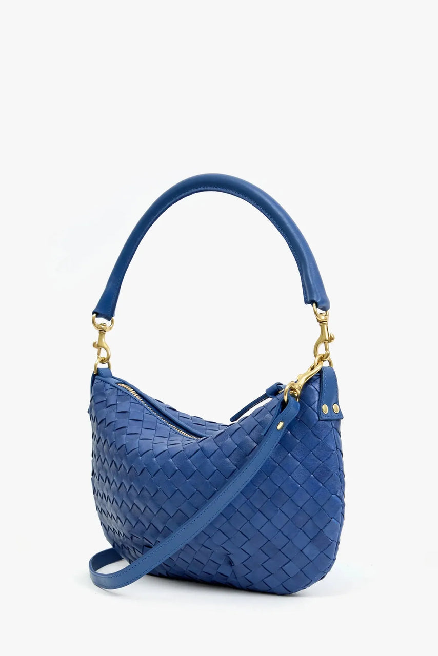 Clare V.  Petit Moyen Diagonal Woven in French Blue