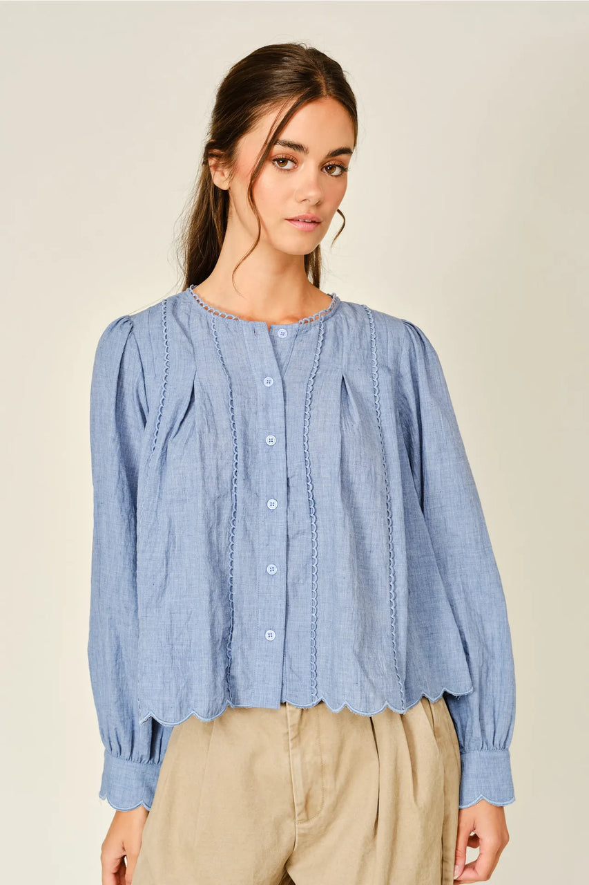 Isam Chambray Blouse in Blue