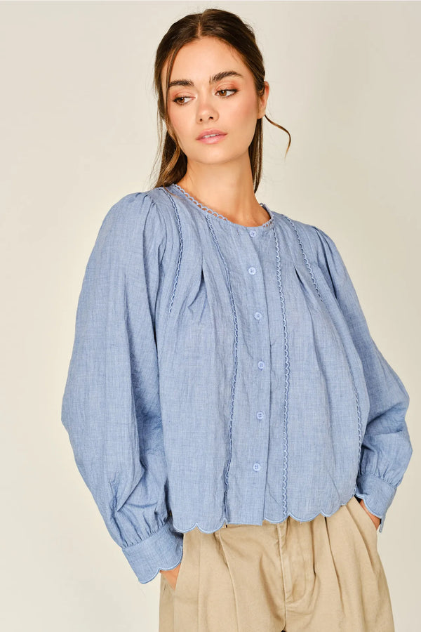 Isam Chambray Blouse in Blue