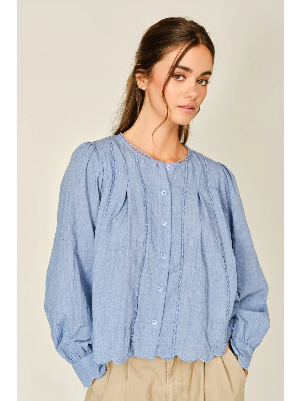 Isam Chambray Blouse in Blue