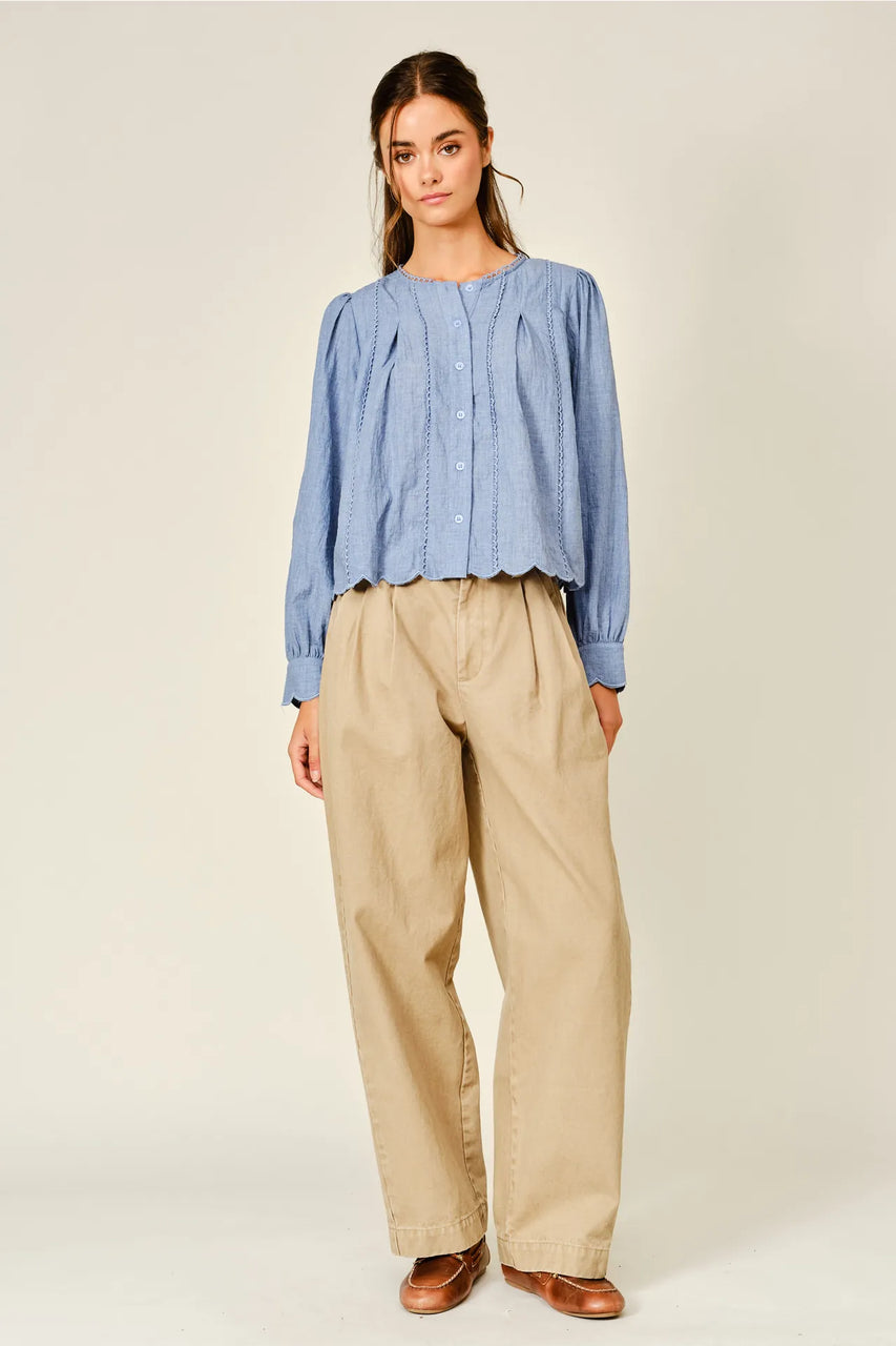 Isam Chambray Blouse in Blue