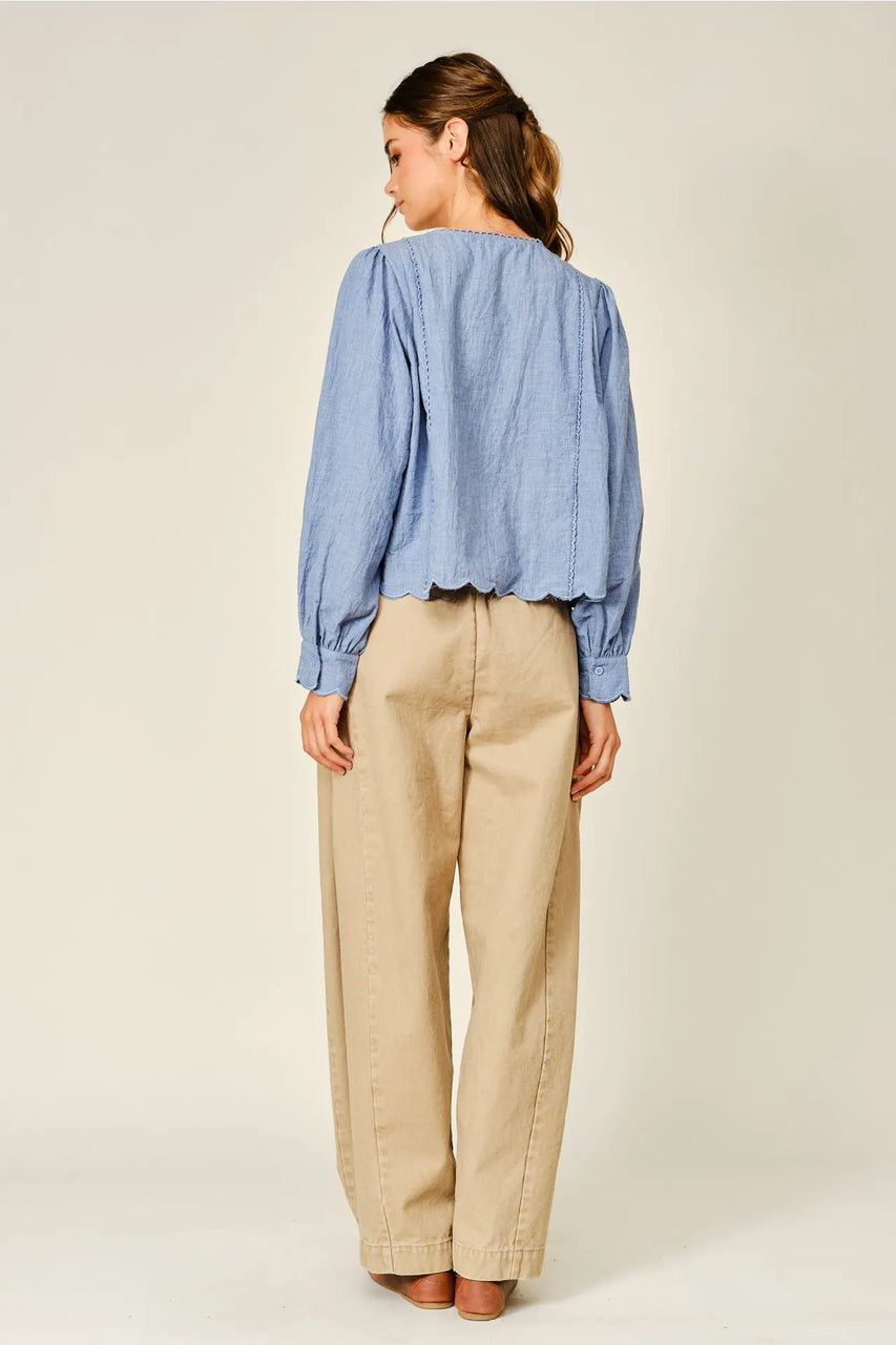 Isam Chambray Blouse in Blue