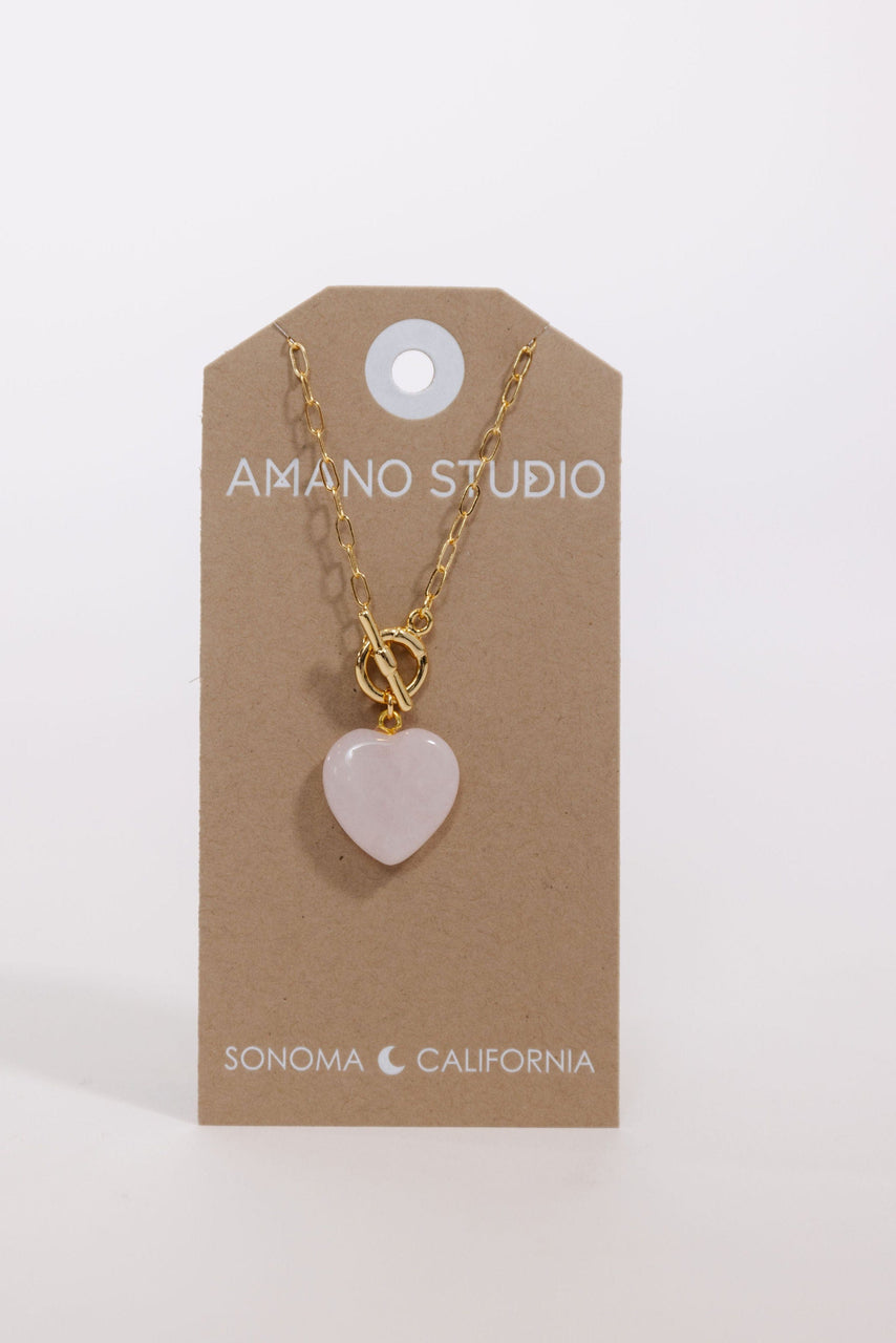 Amano Studio Rose Quartz Heart Necklace