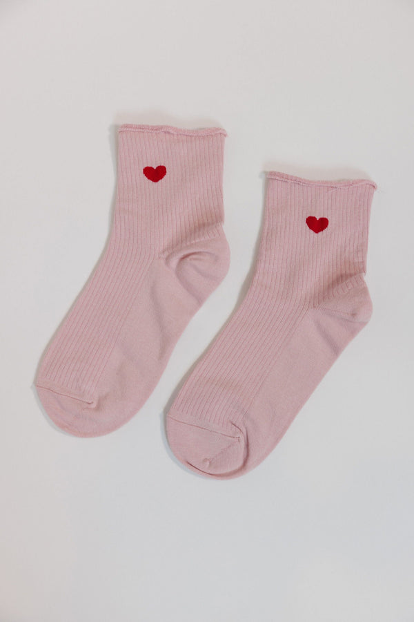 Single Heart Socks in Pink