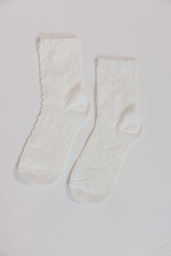 Heart Design Socks in White