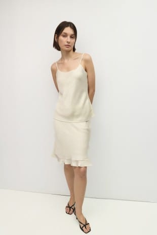 Jasmine Satin Skirt in Cream