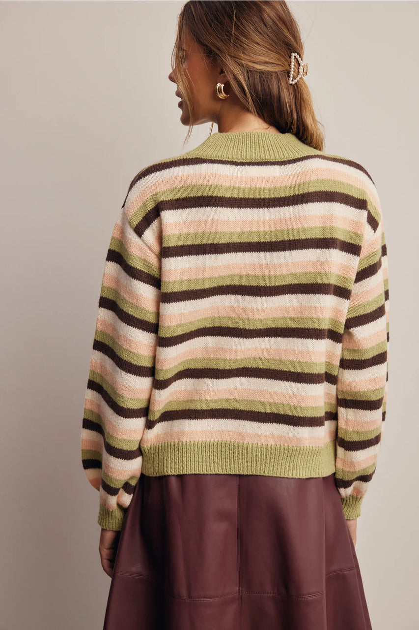 Kamri Striped Sweater in Sage/Multi
