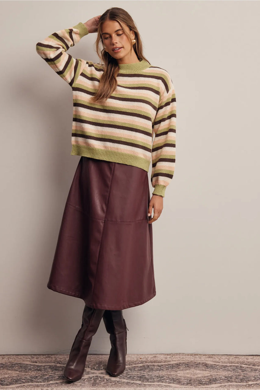 Kamri Striped Sweater in Sage/Multi