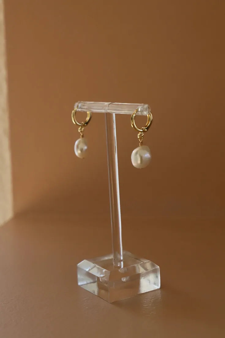Keshi Pearl Nugget Huggies in Gold by Katie Waltman