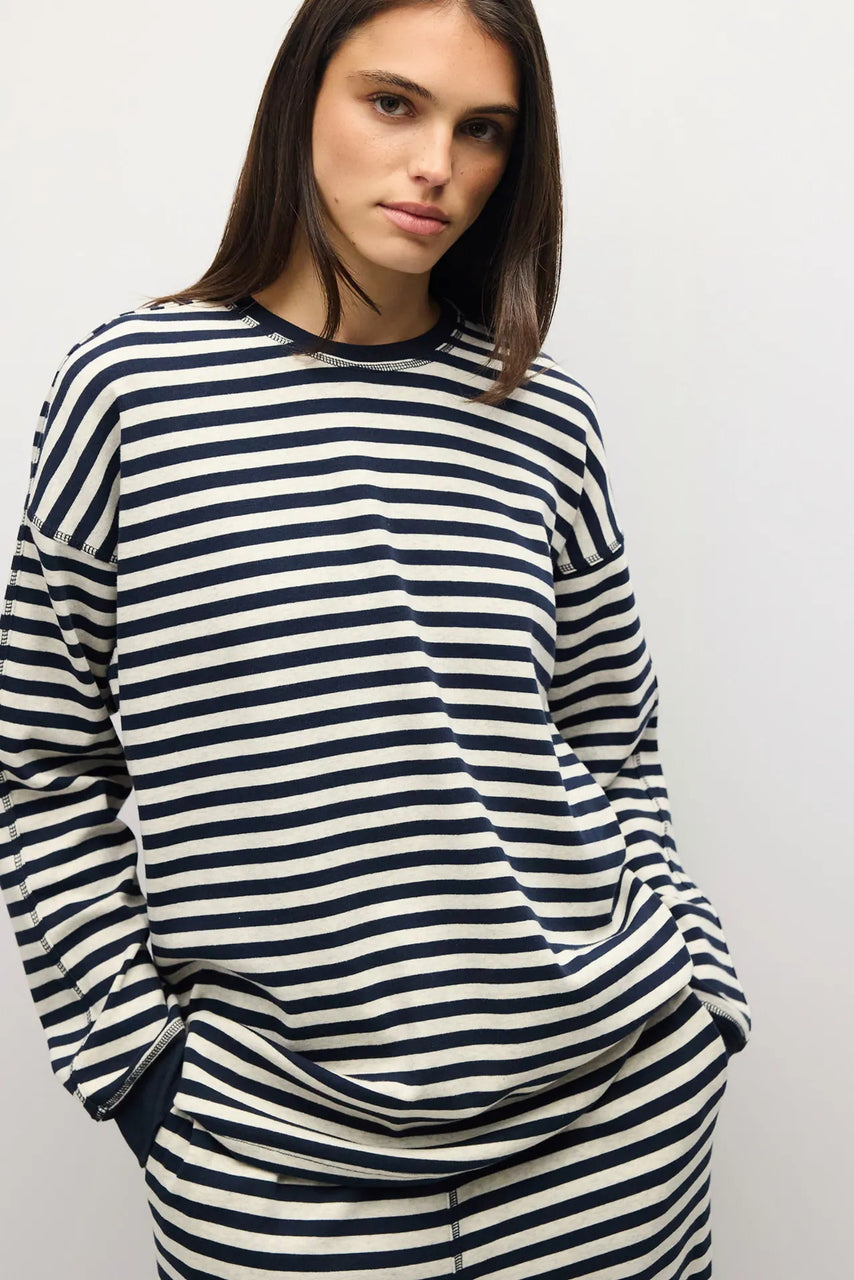 Kiersten Tee in Navy/Heather Grey