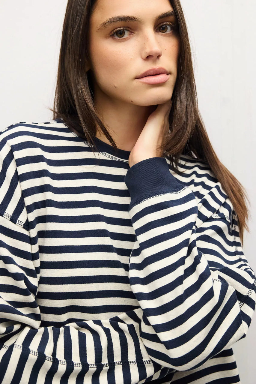 Kiersten Tee in Navy/Heather Grey
