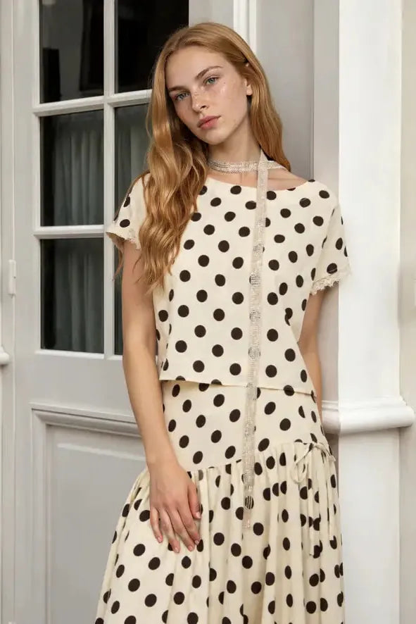Kyah Polka Dot Blouse in Natural