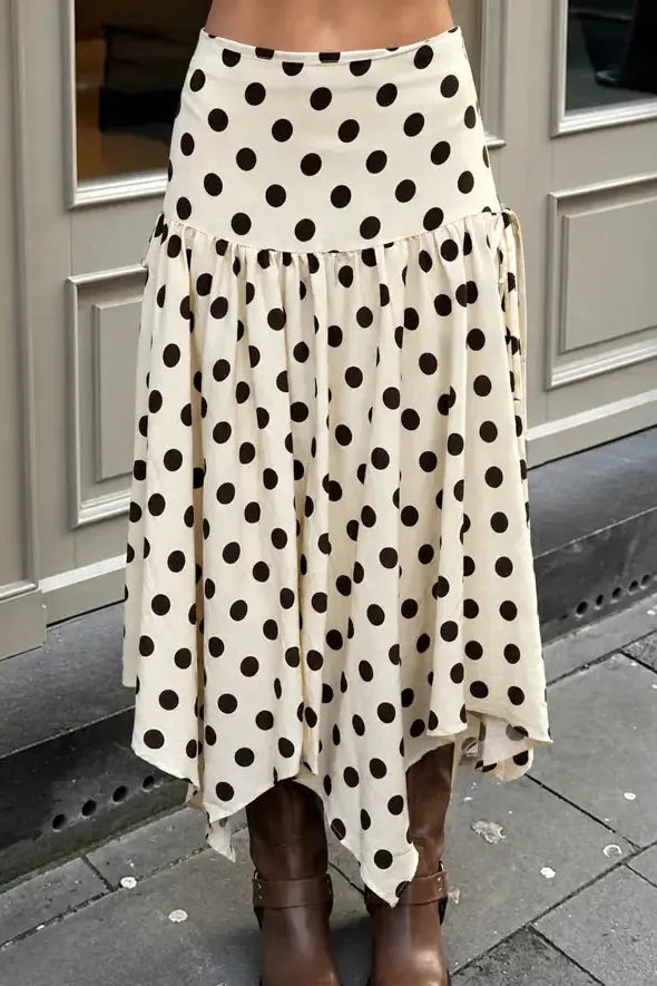 Kyah Polka Dot Skirt in Natural