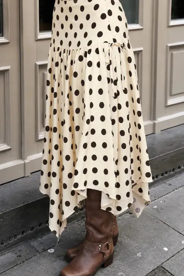 Kyah Polka Dot Skirt in Natural