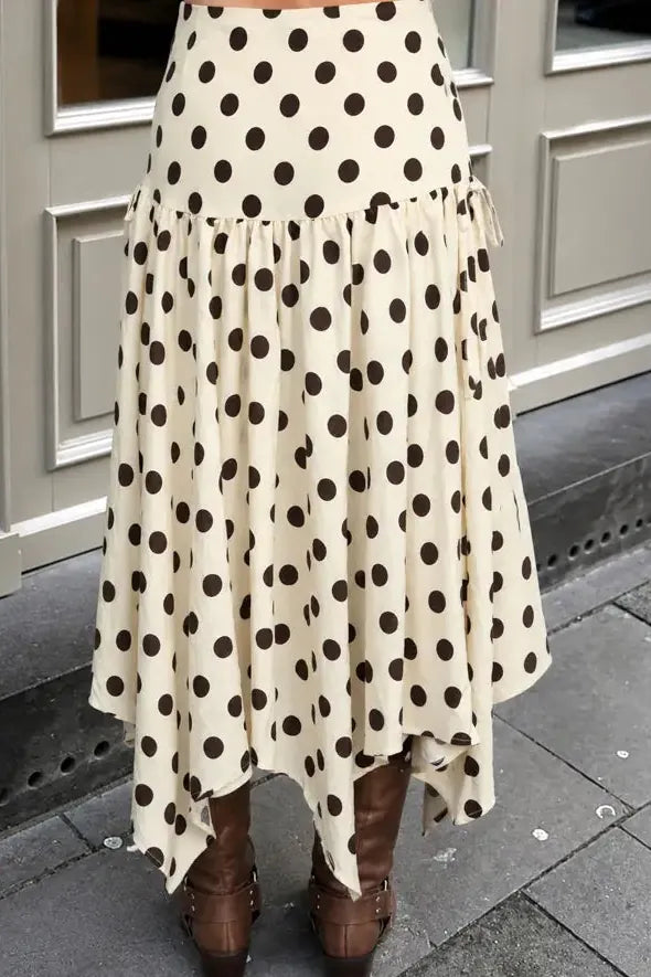 Kyah Polka Dot Skirt in Natural
